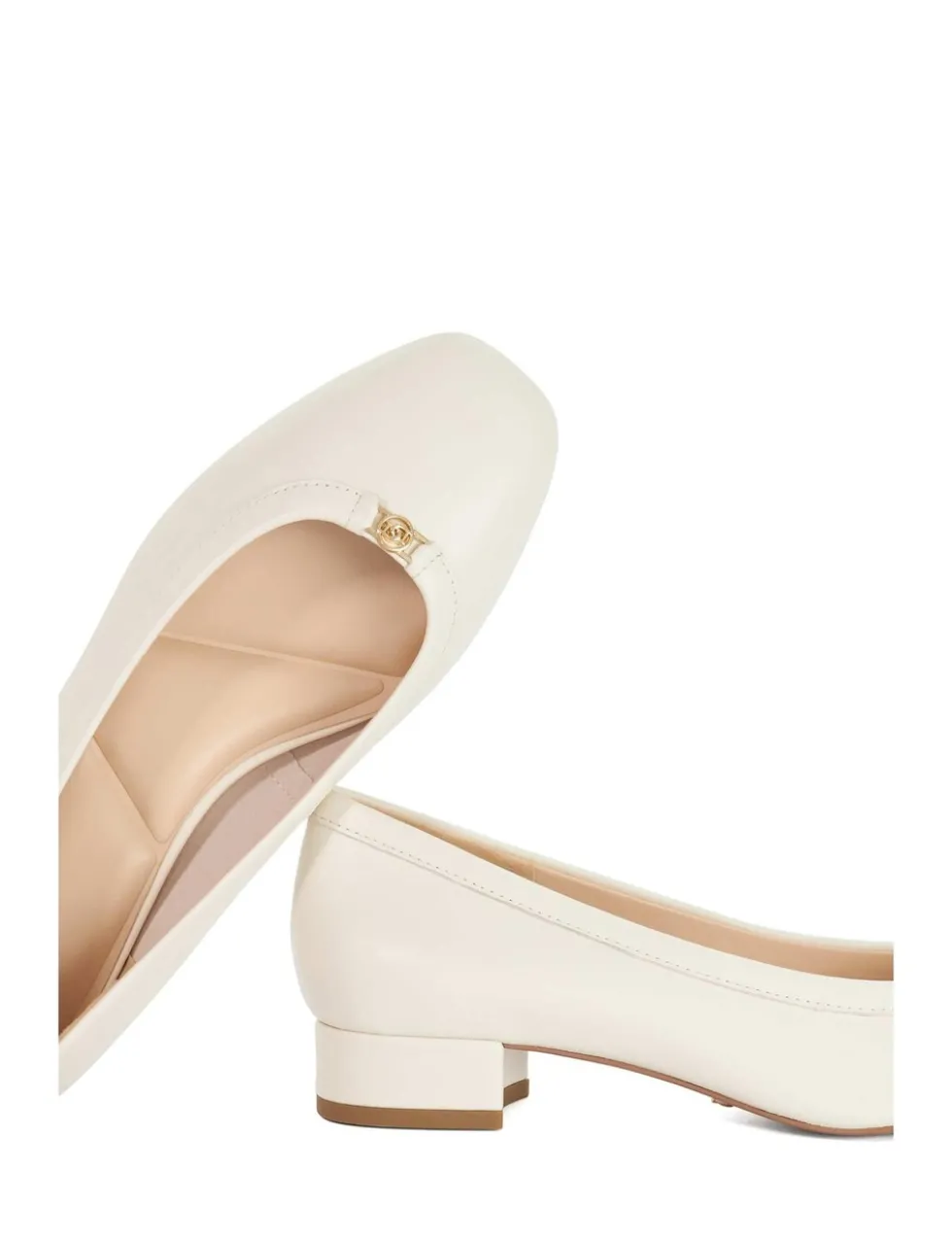 Leather Block Heel Court Shoes