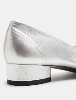 Leather Block Heel Pumps