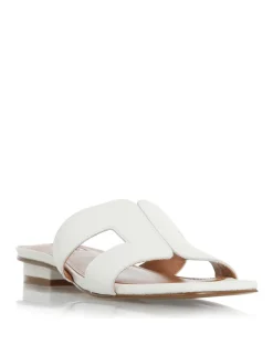 Leather Block Heel Sliders