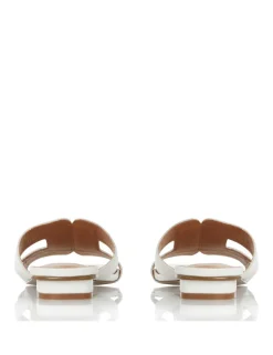 Leather Block Heel Sliders