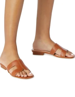 Leather Block Heel Sliders