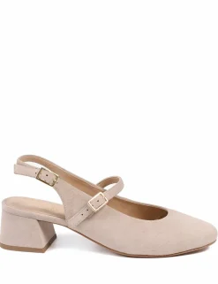 Leather Block Heel Slingback Mary Jane Shoes