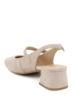 Leather Block Heel Slingback Mary Jane Shoes