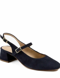 Leather Block Heel Slingback Mary Jane Shoes