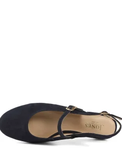 Leather Block Heel Slingback Mary Jane Shoes
