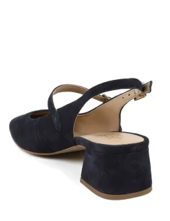 Leather Block Heel Slingback Mary Jane Shoes