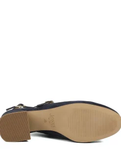 Leather Block Heel Slingback Mary Jane Shoes
