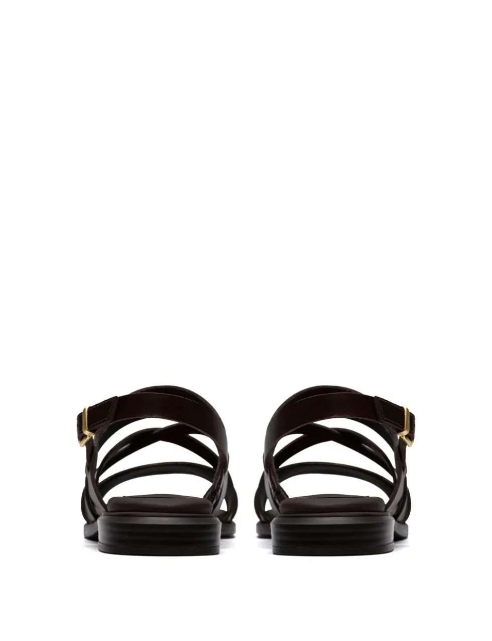 Leather Block Heel Square Toe Sandals