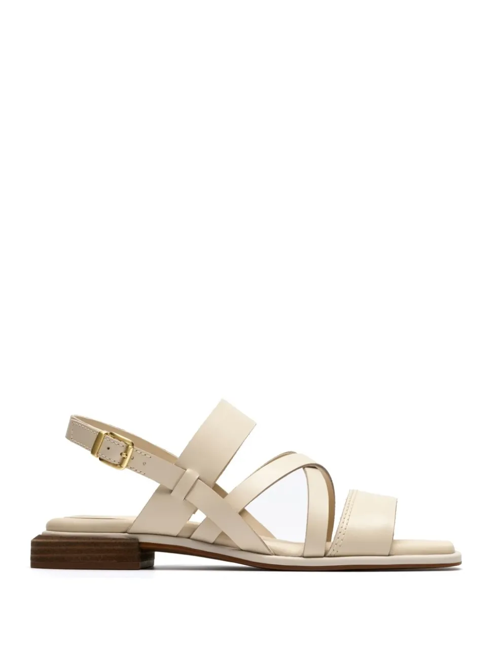 Leather Block Heel Square Toe Sandals