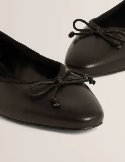 Leather Bow Flat Ballet Pumps