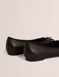 Leather Bow Flat Ballet Pumps