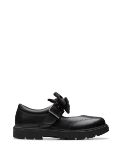 Leather Bow School Shoes (10 Small-2½ Large)