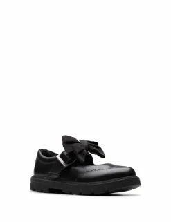 Leather Bow School Shoes (10 Small-2½ Large)