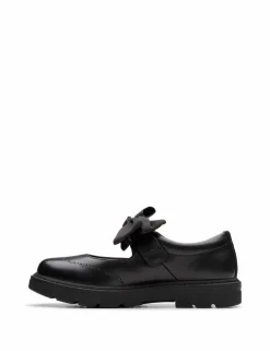 Leather Bow School Shoes (10 Small-2½ Large)