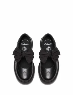 Leather Bow School Shoes (10 Small-2½ Large)