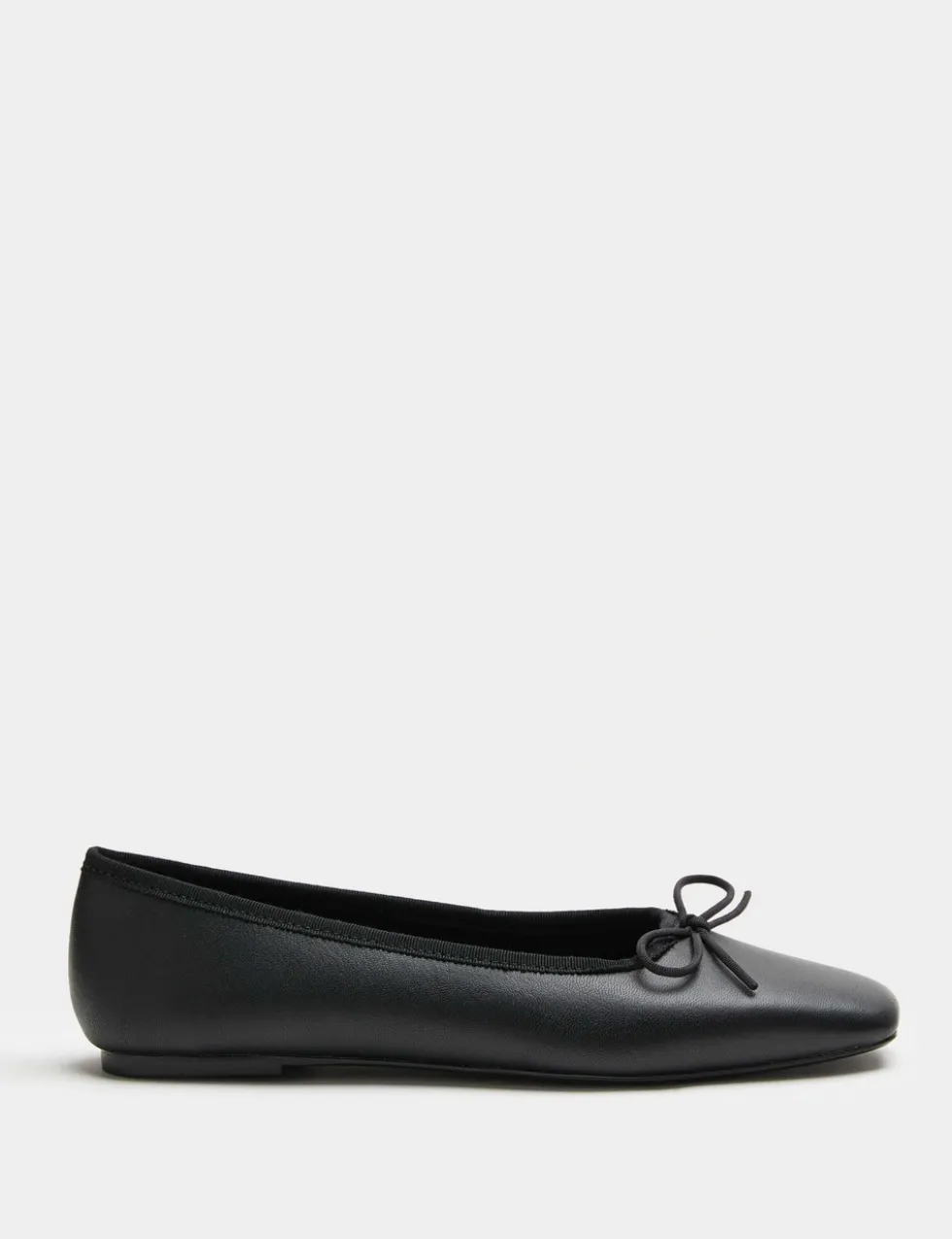 Leather Bow Square Toe Flat Ballet Pumps