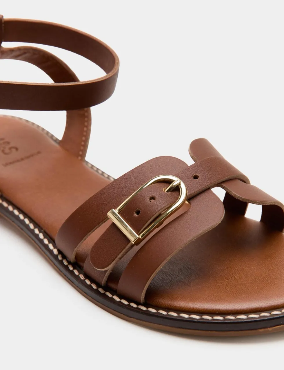 Leather Buckle Ankle Strap Sandals