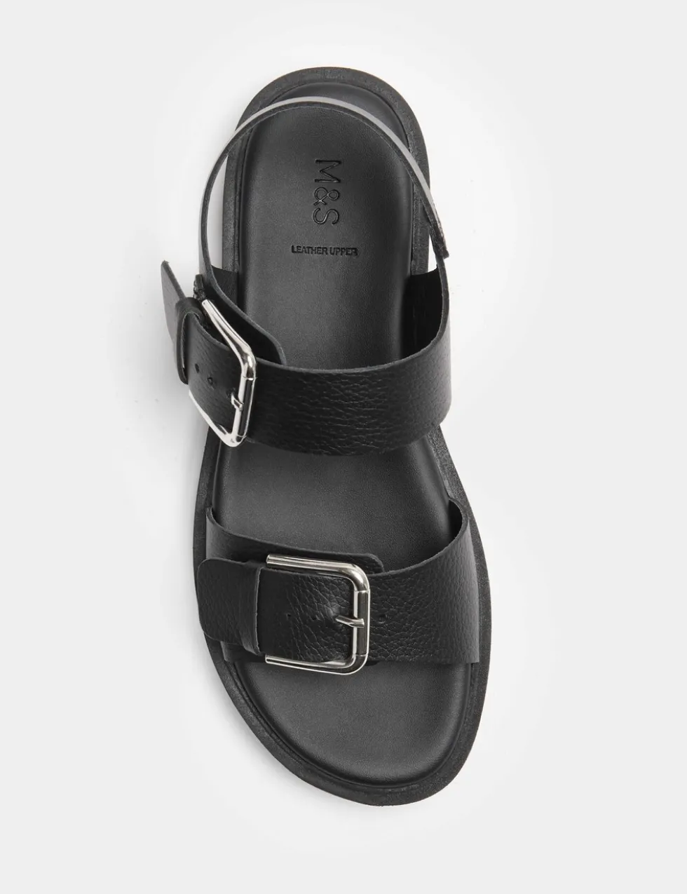 Leather Buckle Ankle Strap Flatform Sandals