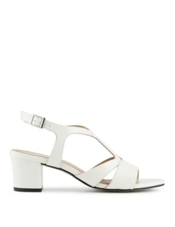 Leather Buckle Block Heel Slingback Shoes