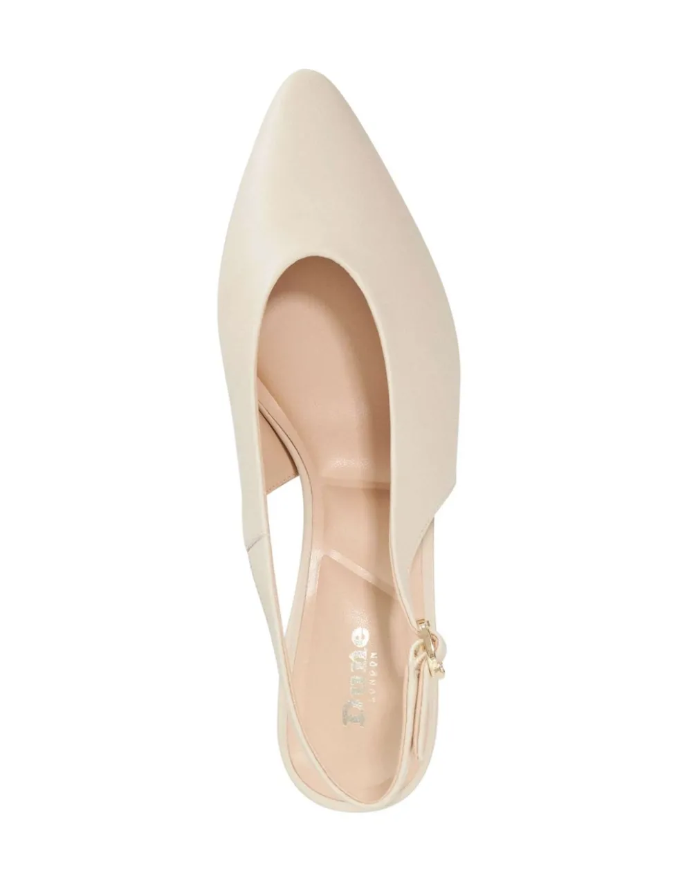 Leather Buckle Kitten Heel Slingback Shoes