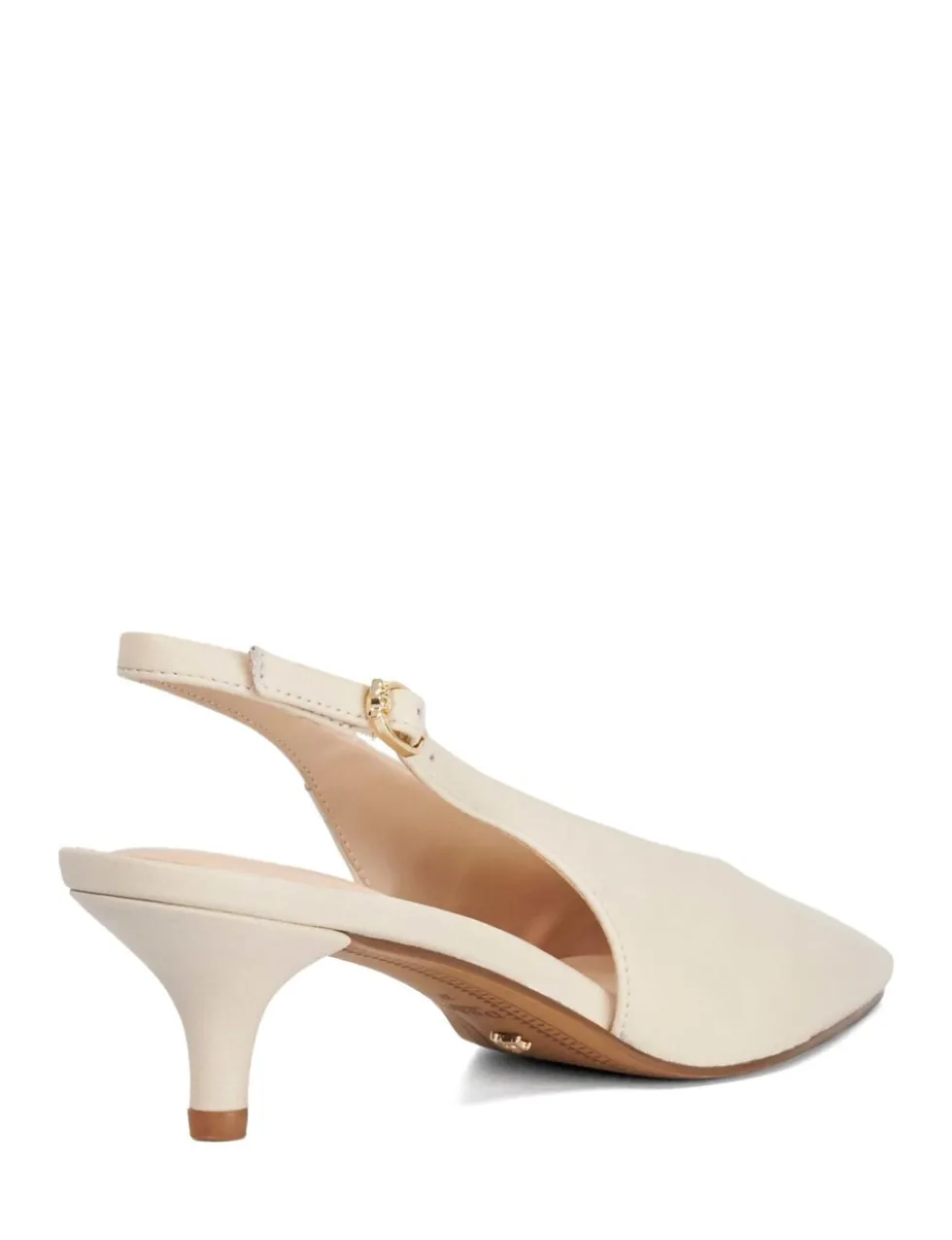 Leather Buckle Kitten Heel Slingback Shoes
