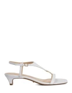 Leather Buckle Kitten Heel Sandals