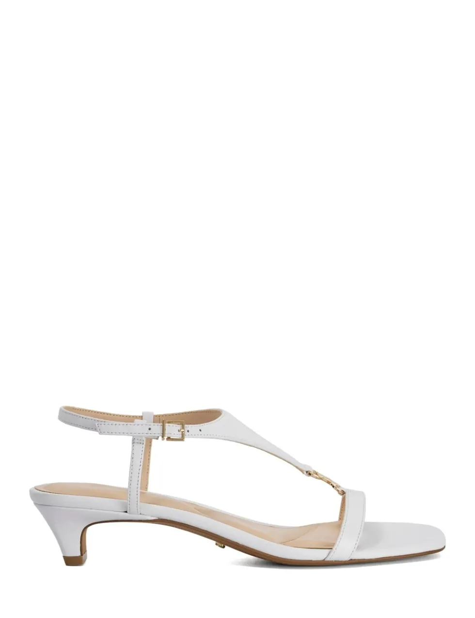 Leather Buckle Kitten Heel Sandals
