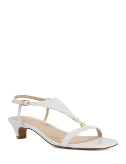 Leather Buckle Kitten Heel Sandals