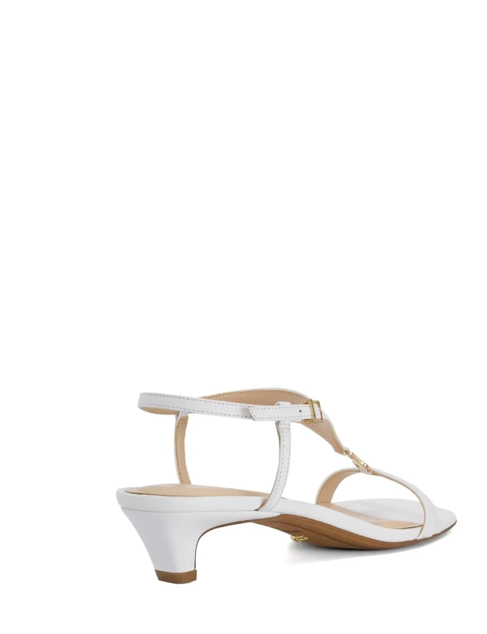 Leather Buckle Kitten Heel Sandals