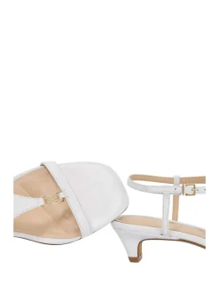Leather Buckle Kitten Heel Sandals