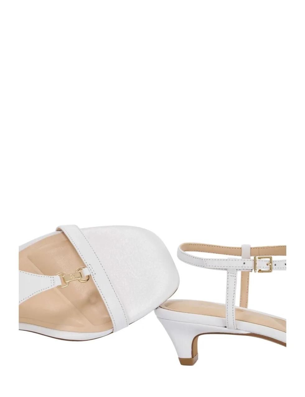 Leather Buckle Kitten Heel Sandals