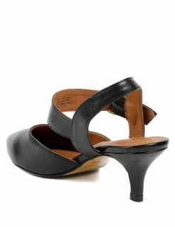 Leather Buckle Kitten Heel Court Shoes