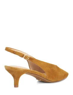 Leather Buckle Kitten Heel Slingback Shoes