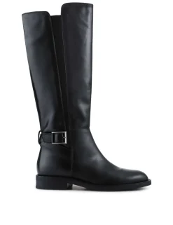 Leather Buckle Knee High Boots