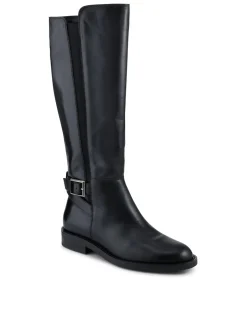 Leather Buckle Knee High Boots