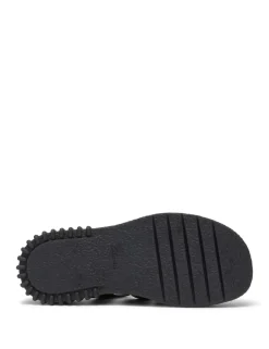Leather Buckle Platform Slingback Sandals