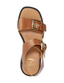Leather Buckle Strappy Wedge Sandals