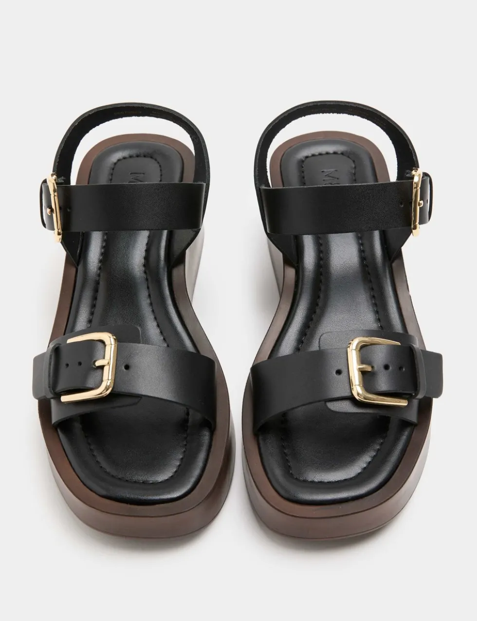 Leather Buckle Wedge Sandals