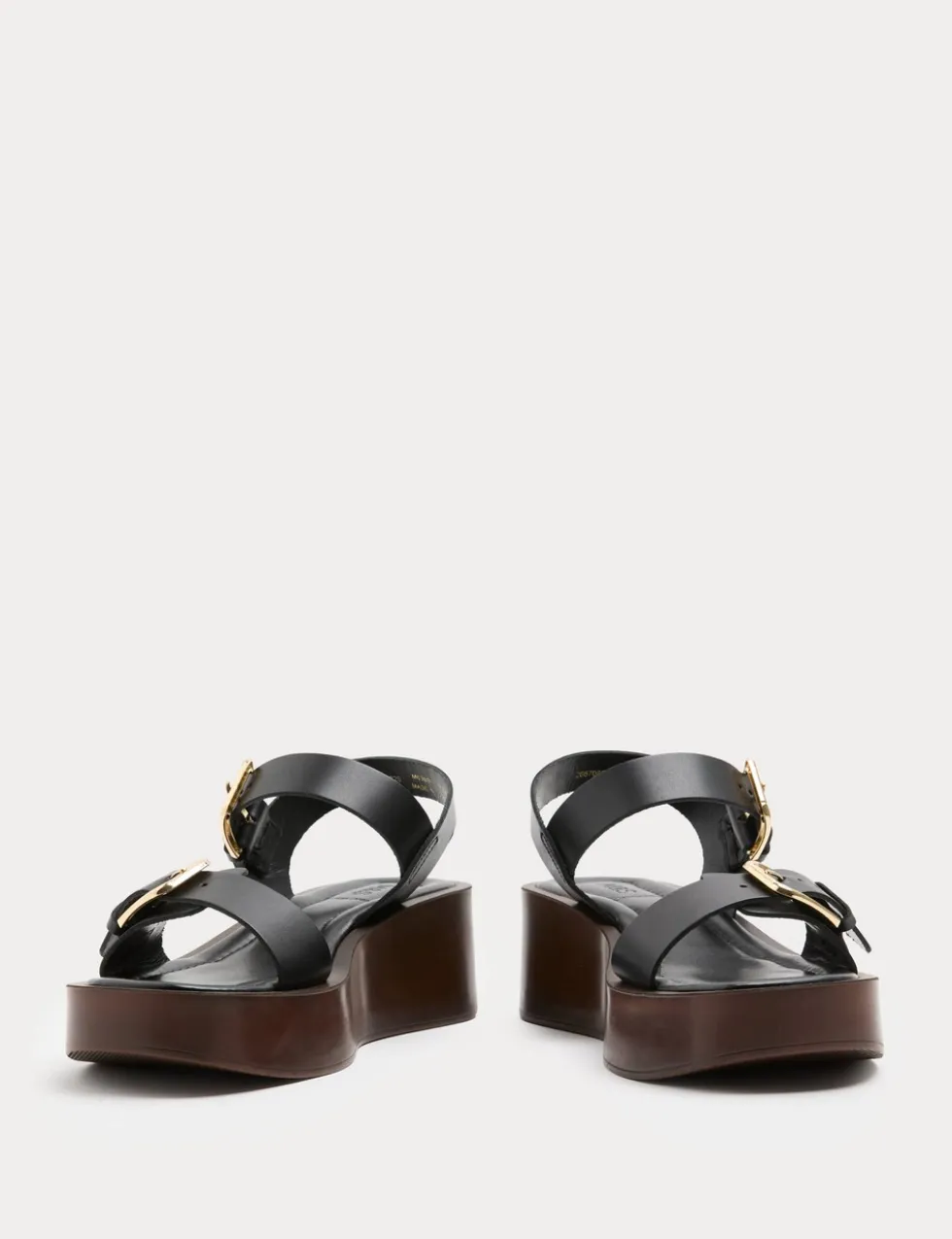 Leather Buckle Wedge Sandals