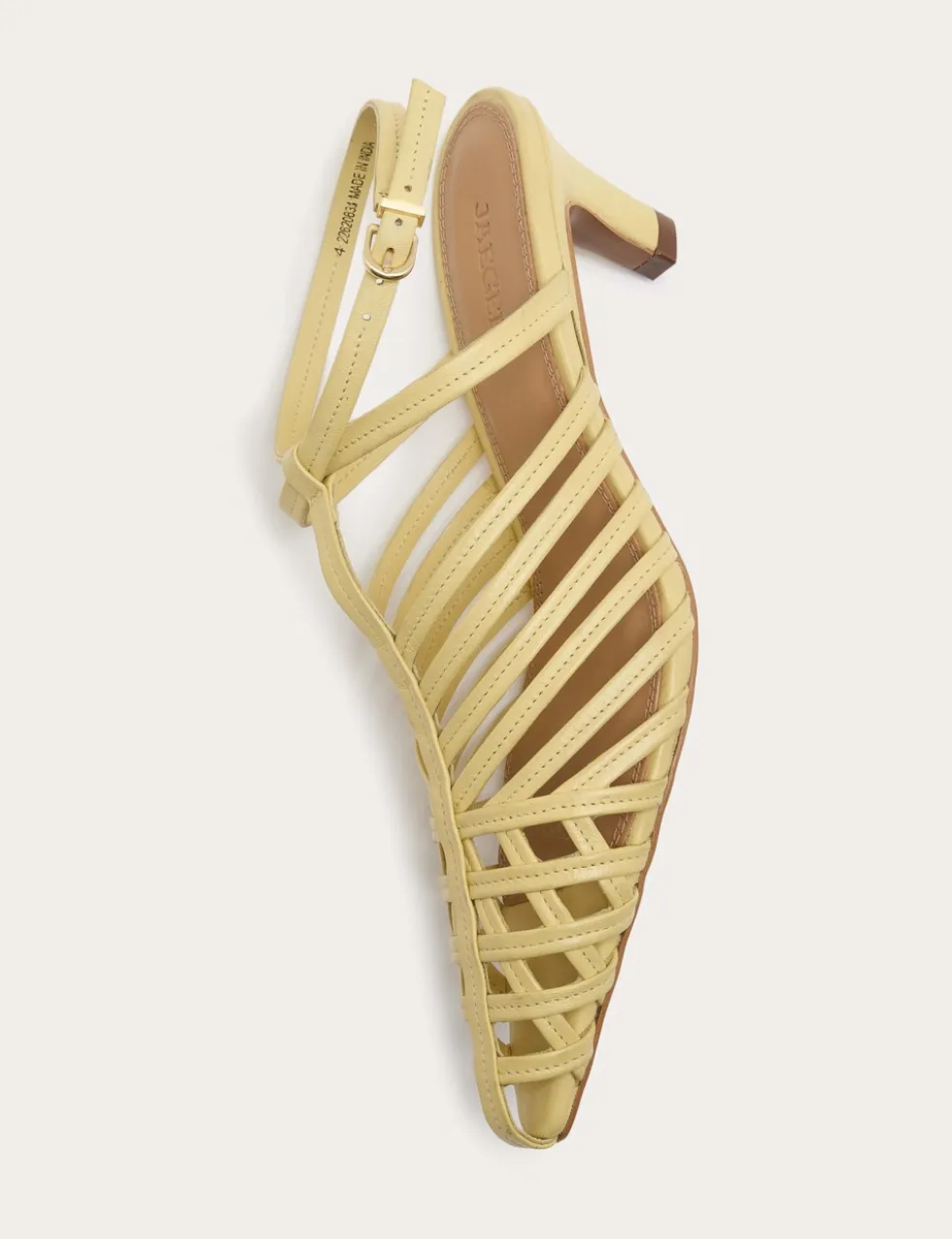 Leather Caged Strappy Kitten Heel Sandals