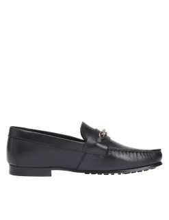 Leather Chain Trim Monogram Loafers
