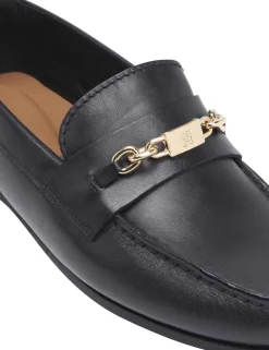 Leather Chain Trim Monogram Loafers