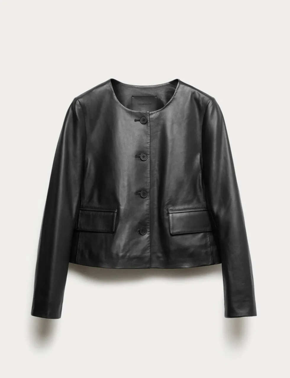 Leather Collarless Jacket