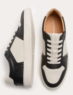 Leather Colour Block Trainers