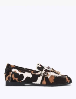 Leather Cow Print Tassel Loafers