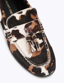 Leather Cow Print Tassel Loafers