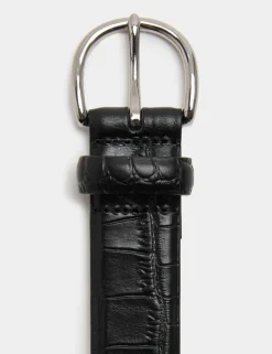 Leather Croc Texture New Buckle Belt