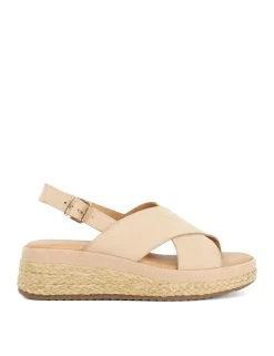 Leather Crossover Wedge Sandals