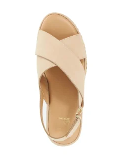 Leather Crossover Wedge Sandals