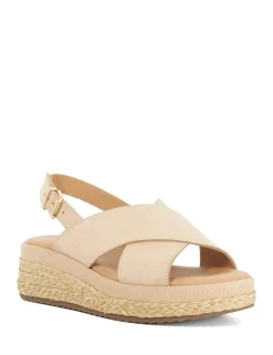 Leather Crossover Wedge Sandals